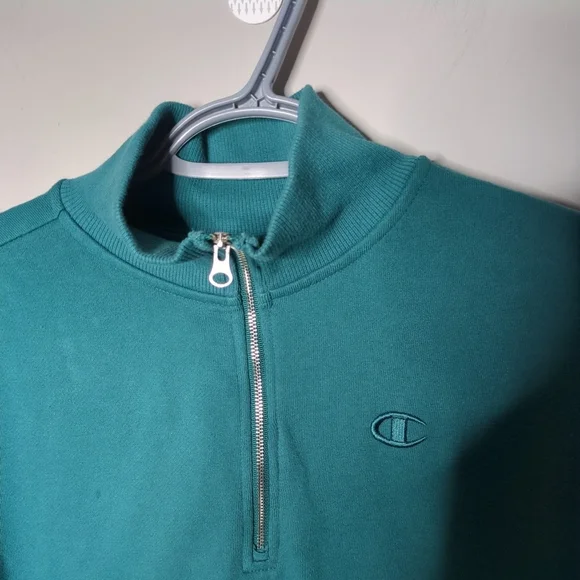 **4/$20** Champion Women's Relaxed Fit Teal 1/4 Zip Sweatshirt‎ Size XS - Picture 3 of 9